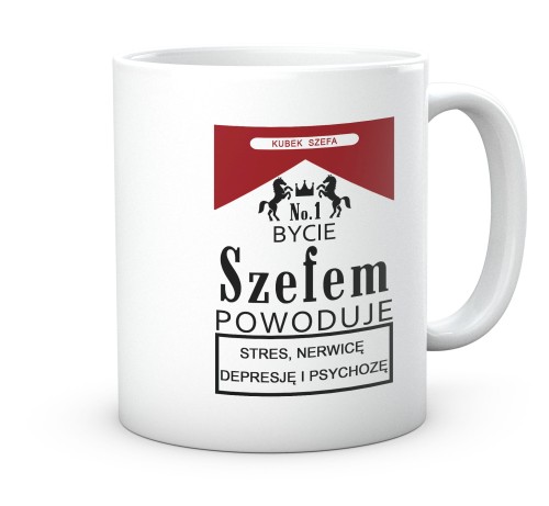 Zabawny kubek dla szefa z nadrukiem ostrzegawczym