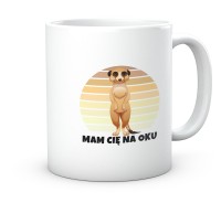 Kubek, z motywem uroczej surykatki.