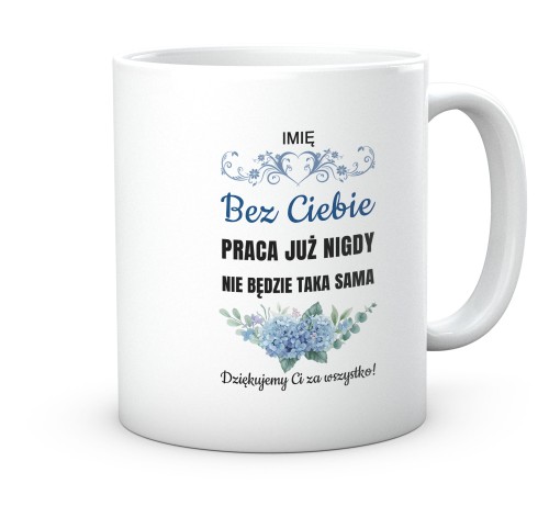 Kubek prezent na pożegnanie z pracy z niezapominajkami
