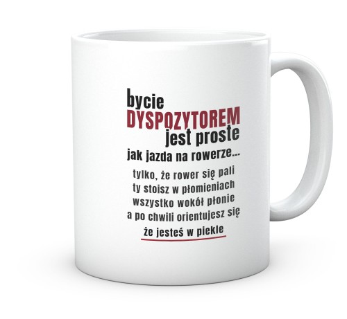 Prezent kubek do pracy dla dyspozytora z płonącym rowerem 330 ml