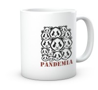 Kubek śmieszny zabawny. Uwaga Pandemia.