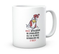 Kubek śmieszny kogut dziobnąłem cię 3 razy