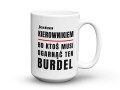 Bialy kubek kierownika z czarnym napisem styl zycia 450ml