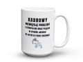 Ceramiczny kubek dla kadrowego z męskim napisem o pracy w HR 450 ml.