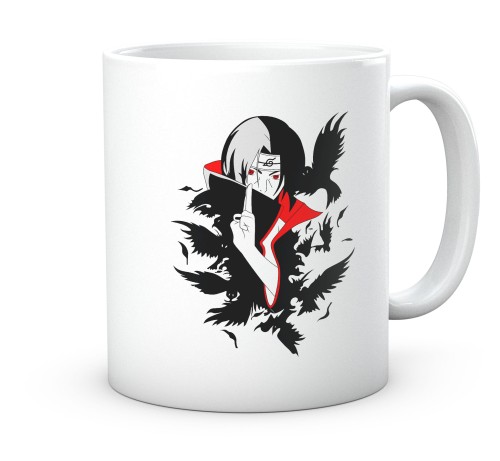 Biały kubek dla fana anime i mangi z nadrukiem postaci Naruto Ninja 330ml