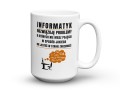Ceramiczny kubek dla programisty z zabawnym napisem o problemach IT 450 ml.