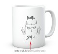 Biały kubek ceramiczny z kotem i napisem mam lat z plusem 330 ml