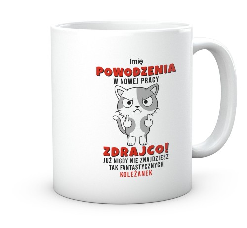 Ceramiczny kubek z napisem Powodzenia zdrajco na prezent koleżanek 330 ml