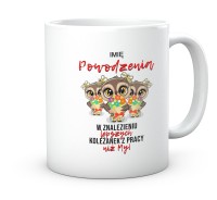 Śmieszny kubek na pożegnanie z pracy z motywem sówki