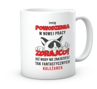 Humorystyczny kubek na pożegnanie z pracy Kot i Zdrajca
