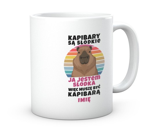Śmieszny kubek z nadrukiem kapibary ja jestem słodka prezent 330 ml