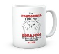 Biały kubek z nadrukiem Ty Zdrajco na pożegnanie dla kolegów 330 ml