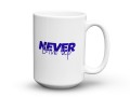 Motywacyjny kubek z napisem never give up i ozdobna czcionka 450 ml
