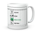 Śmieszny kubek z napisem jedzenie spanie arkusze excel powtórka