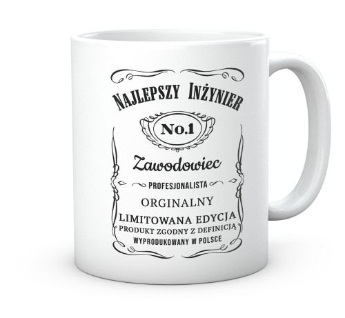 Kubek dla inżyniera z nadrukiem etykiety whisky 330 ml