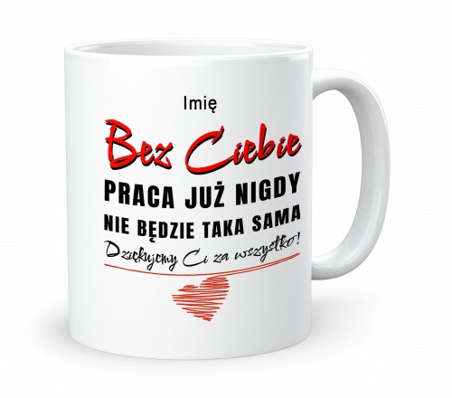 Personalizowany kubek pamiątkowy na pożegnanie z pracy dla koleżanki od koleżanek