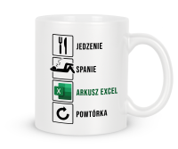 Praca z arkuszem kalkulacyjnym kubek do pracy z nadrukiem