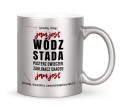 Ceramiczny srebrny kubek 330 ml prezent z napisem Jam jest wódz stada