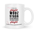 Ceramiczny biały kubek 330 ml prezent z napisem Jam jest wódz stada