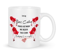 Biały, srebrny, złoty kubek z nadrukiem prezent