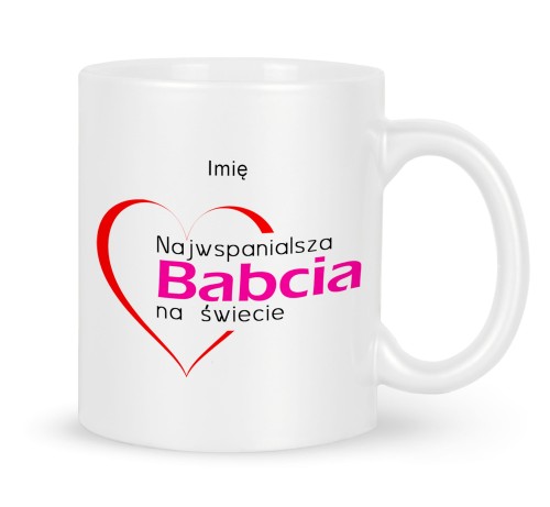 Personalizowany kubek dla babci z białej ceramiki na prezent 330 ml