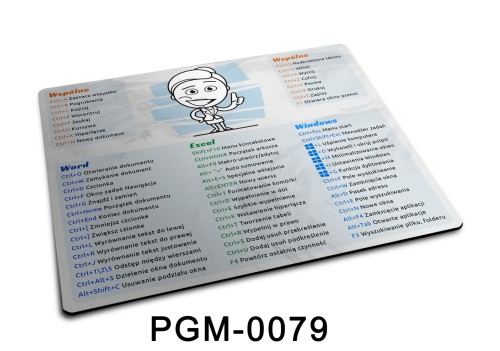 Podkładka pod mysz ze skrótami Excela i gumowym spodem