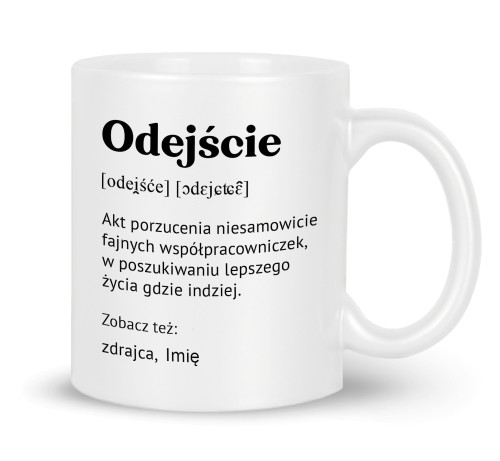 Kubek z imieniem na odejście z pracy 330 ml biały