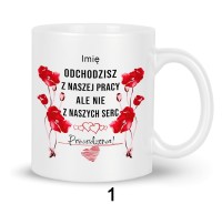 Pamiątkowy kubek z nadrukiem na pożegnanie kolegi z pracy