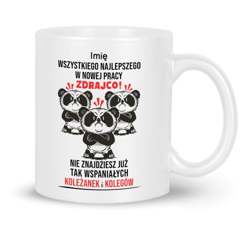 Kubek na pożegnanie z pracy Misie Panda 330 ml biały