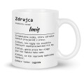 Biały ceramiczny kubek 330 ml z zabawnym nadrukiem definicji zdrajcy i personalizacją imienia