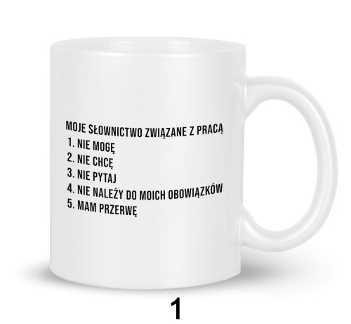 Biały kubek 330 ml ceramiczny Emoji Shrug ze śmiesznymi hasłami pracownika biurowego