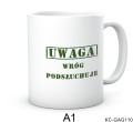 Kubek retro PRL wróg podsłuchuje z biurowym humorem