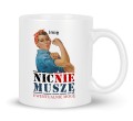 Kubek 330 ml biały do pracy nic nie muszę z obustronnym nadrukiem