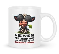 Kubek z nadrukiem krowy w okularach