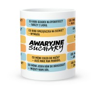 Kubek z nadrukami sucharów dowcipów słownych