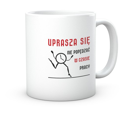 Śmieszny kubek do pracy z uciekającym zegarem w stylu retro 330 ml.