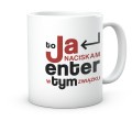 Bialy ceramiczny kubek z nadrukiem klawisza enter dla programisty 330 ml.