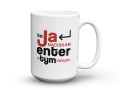 Bialy ceramiczny kubek z nadrukiem klawisza enter dla programisty 450 ml.