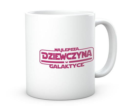 Ceramiczny kubek dla dziewczyny Star Wars z napisem w galaktyce 330 ml.