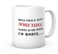 Kubek ściśle tajne praca – Prezent dla koleżanki, kolegi, pracownika