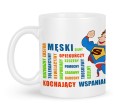 Biały kubek ceramiczny z nadrukiem dla taty super tata 330 ml