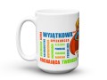 Ceramiczny kubek dla mamy z nadrukiem napisu super mama 450 ml.