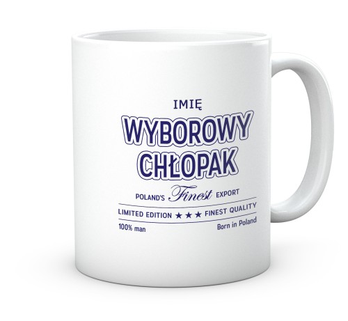 Personalizowany kubek dla chłopaka grafiką z butelki i imieniem 330 ml