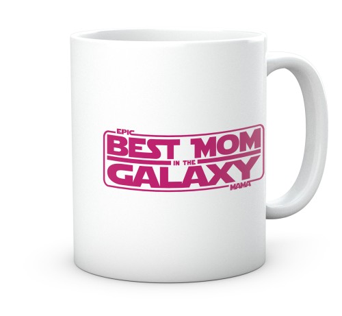 Biały kubek z nadrukiem najlepszej mamy w galaktyce best mom 330 ml