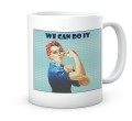 Biały kubek z nadrukiem plakat we can do it możemy to zrobić 330 ml