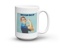 Biały kubek z nadrukiem plakat we can do it możemy to zrobić 450 ml