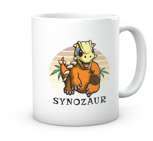 Kubek dla syna z nadrukiem Synozaur na prezent dla dziecka 330 ml