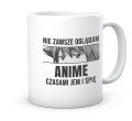 Biały kubek ceramiczny z zabawnym napisem o anime 330 ml