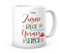 Biały kubek z napisem Zimne ręce gorące serce pod choinkę 330 ml