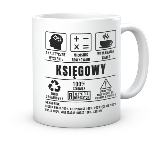 Biały kubek z napisem Jestem księgowym nigdy się nie mylę 330 ml